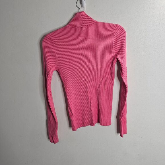 525 American Pink Form Fitting Ribbed Knit Long Sleeve Turtleneck Top Small - Picture 4 of 8